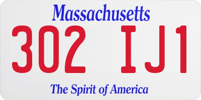 MA license plate 302IJ1