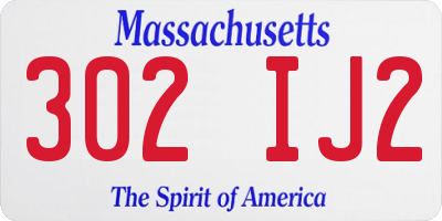 MA license plate 302IJ2