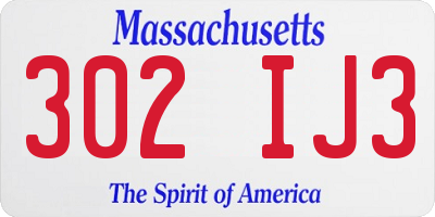 MA license plate 302IJ3