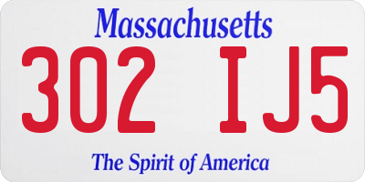 MA license plate 302IJ5