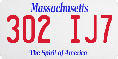 MA license plate 302IJ7