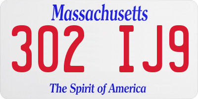 MA license plate 302IJ9