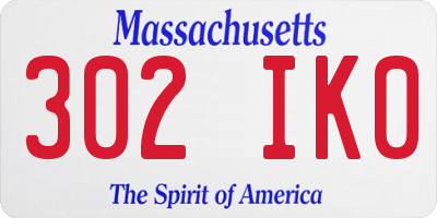MA license plate 302IK0