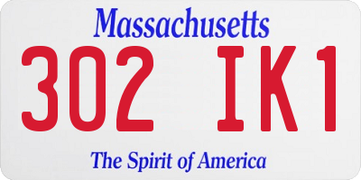 MA license plate 302IK1