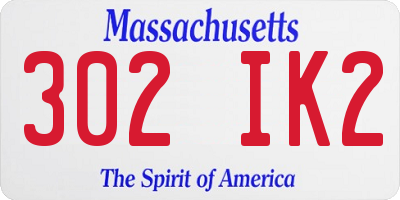 MA license plate 302IK2