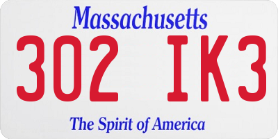 MA license plate 302IK3