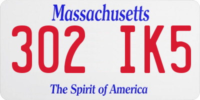 MA license plate 302IK5