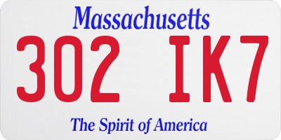 MA license plate 302IK7