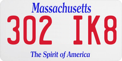 MA license plate 302IK8