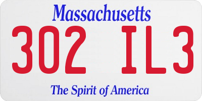 MA license plate 302IL3