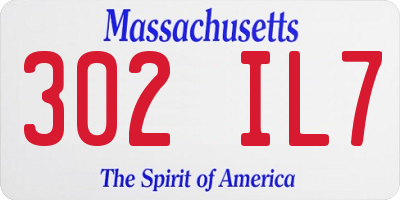 MA license plate 302IL7