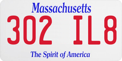 MA license plate 302IL8