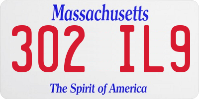 MA license plate 302IL9