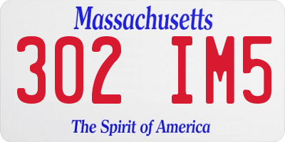 MA license plate 302IM5