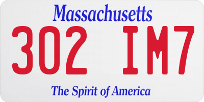 MA license plate 302IM7