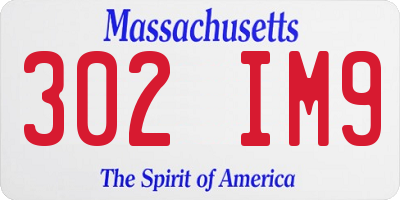 MA license plate 302IM9