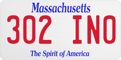 MA license plate 302IN0