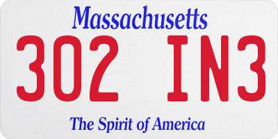 MA license plate 302IN3