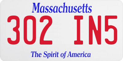 MA license plate 302IN5