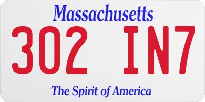 MA license plate 302IN7