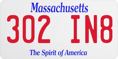 MA license plate 302IN8