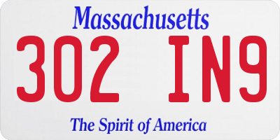 MA license plate 302IN9