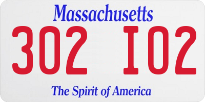 MA license plate 302IO2