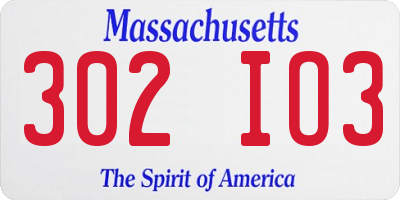 MA license plate 302IO3