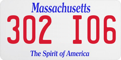 MA license plate 302IO6