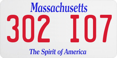 MA license plate 302IO7