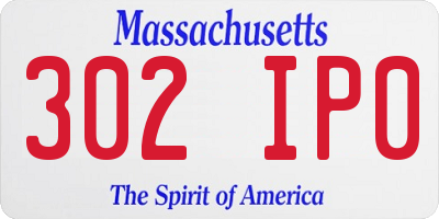 MA license plate 302IP0