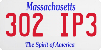 MA license plate 302IP3