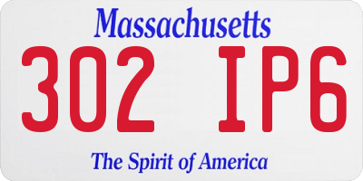 MA license plate 302IP6