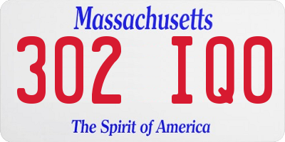 MA license plate 302IQ0