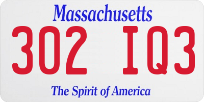 MA license plate 302IQ3