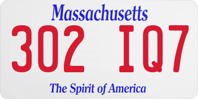 MA license plate 302IQ7