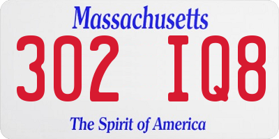 MA license plate 302IQ8
