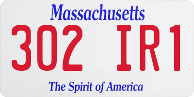 MA license plate 302IR1