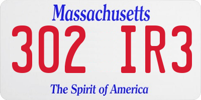 MA license plate 302IR3