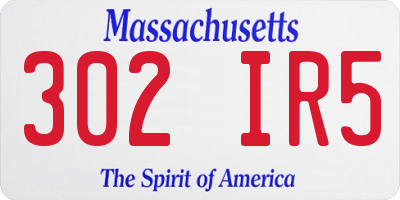 MA license plate 302IR5