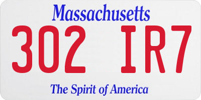MA license plate 302IR7