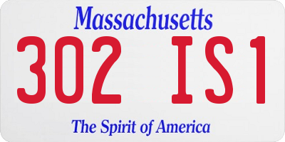 MA license plate 302IS1