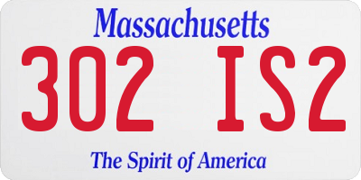 MA license plate 302IS2
