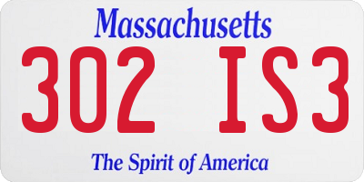 MA license plate 302IS3