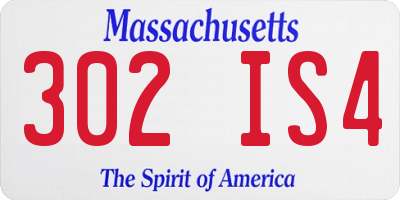 MA license plate 302IS4
