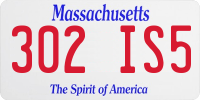 MA license plate 302IS5