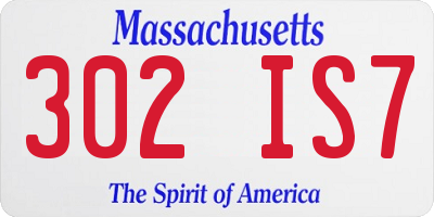 MA license plate 302IS7