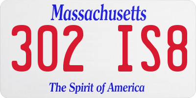 MA license plate 302IS8