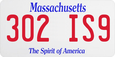 MA license plate 302IS9