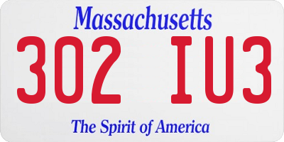 MA license plate 302IU3